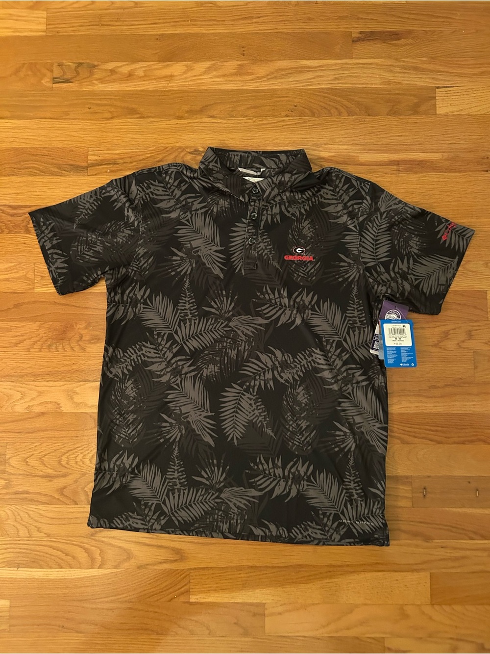 Columbia Georgia Bulldogs Black Polo Shirt PFG Men's Size: Medium Omni-Shade NWT